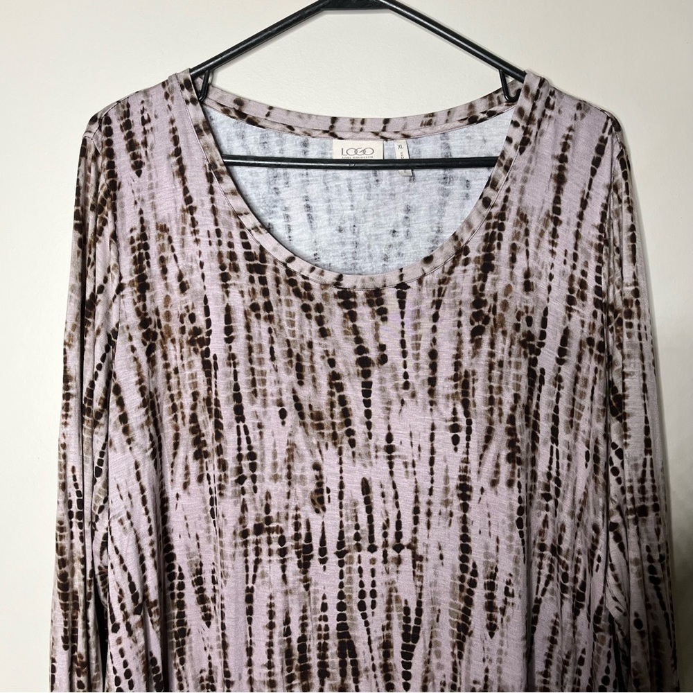LOGO Lori Goldstein Tie Dye Like Long Sleeves Tunic  With Contrast Hemline SZ XL - Picture 2 of 13